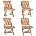vidaXL Chaises pliables de jardin lot de 4 Bois de teck solide