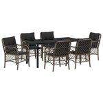 vidaXL Ensemble de salle à manger de jardin 7 pièces avec coussins en rattan poly gris