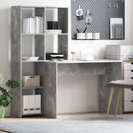vidaXL Bureau Gris béton 138.5 x 55 x 143 cm Bois d'ingénierie
