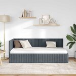 vidaXL Cadre de lit d'angle Gris foncé 90 cm x 190 cm Velours