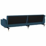 vidaXL Canapé-lit à 2 places avec deux oreillers Bleu Velours