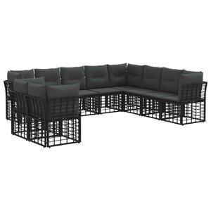 vidaXL Ensemble de canapés d'extérieur Noir Polyester