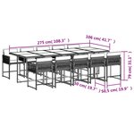 vidaXL Ensemble à manger de jardin et coussins 11 Pièces marron rotin