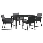 vidaXL Ensemble de dining de jardin 5 pièces avec coussins Noir Rattan poly