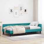 vidaXL Cadre de lit d'angle Turquoise 90 cm x 190 cm tissu