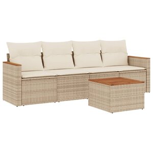 vidaXL Salon de jardin avec coussins 5 Pièces beige résine tressée