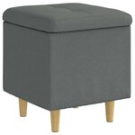 vidaXL Pouf de rangement avec coussin Gris foncé 40 x 40 x 45 cm tissu
