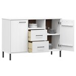 vidaXL Buffet avec pieds en métal Blanc 113x40x77 cm Bois massif OSLO