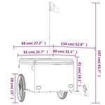 vidaXL Remorque de vélo noir 45 kg fer