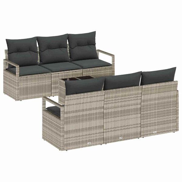 vidaXL Ensemble de Canapés avec coussin 7 Pièces Gris clair polyrotin