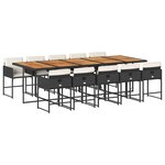 vidaXL Ensemble à manger de jardin 11 Pièces coussins noir résine tressée