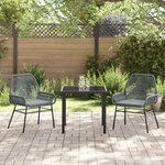 vidaXL Ensemble de salle à manger de jardin 3 pièces avec coussins Gris en poly rotin