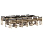 vidaXL Ensemble à manger de jardin coussins 13 Pièces mélange beige rotin