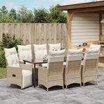 vidaXL Ensemble de salle à manger de jardin de 9 pièces avec coussins beige en poly rattan
