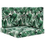 vidaXL Coussin de canapé d'extérieur 3 Pièces Motif feuille Polyester