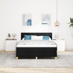 vidaXL Lit à ressort avec matelas noir 160x200 cm tissu