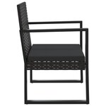 vidaXL Salon de jardin 3 Pièces avec coussins Noir Résine tressée