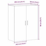 vidaXL Meuble mural Chêne noir 69 5 x 34 x 90 cm Bois d'ingénierie