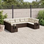 vidaXL Salon de jardin avec coussins 9 Pièces marron résine tressée