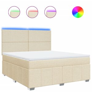 vidaXL Sommier à lattes de lit avec matelas Crème 180x200 cm Tissu
