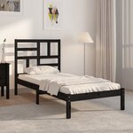 vidaXL Cadre de lit sans matelas noir bois massif 100x200 cm