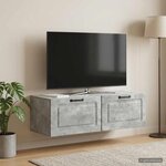vidaXL Meuble TV mural Gris béton 98 x 41 x 30 cm Bois d'ingénierie