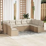 vidaXL Ensemble de canapé de jardin 9 Pièces Beige Poly rotin