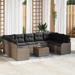 vidaXL Ensemble de canapé de jardin 10 Pièces Gris
