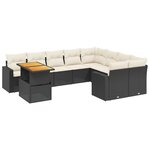 vidaXL Salon de jardin 10 Pièces avec coussins noir résine tressée
