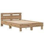 vidaXL Cadre de lit Chêne artisanal 135 x 190 cm Bois d'ingénierie