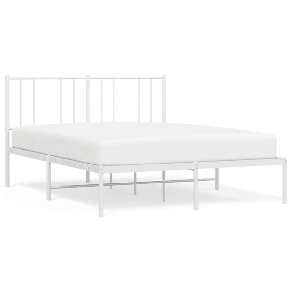 vidaXL Cadre de lit métal avec tête de lit blanc 150x200 cm