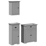 vidaXL Meubles de salle de bain 3 Pièces BODO gris bois de pin massif