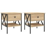 vidaXL Tables de chevet 2 Pièces chêne sonoma 40x42x45 cm bois ingénierie