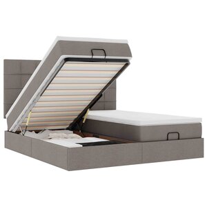 VidaXL Cadre de lit ottoman avec matelas taupe 180x200 cm tissu