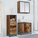 vidaXL Ensemble de mobilier de salle de bain 3 Pièces Bois Ancien