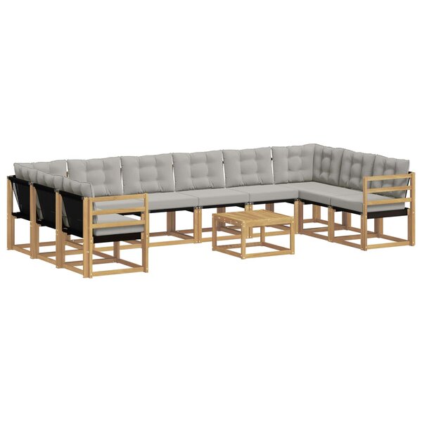 vidaXL Ensemble de canapés d'extérieur 11 pc Blanc et gris clair