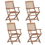 vidaXL Chaises pliables de jardin lot de 4 avec coussins Bois d'acacia