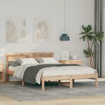 vidaXL Cadre de lit avec tête de lit Marron 140 x 190 cm Pin massif
