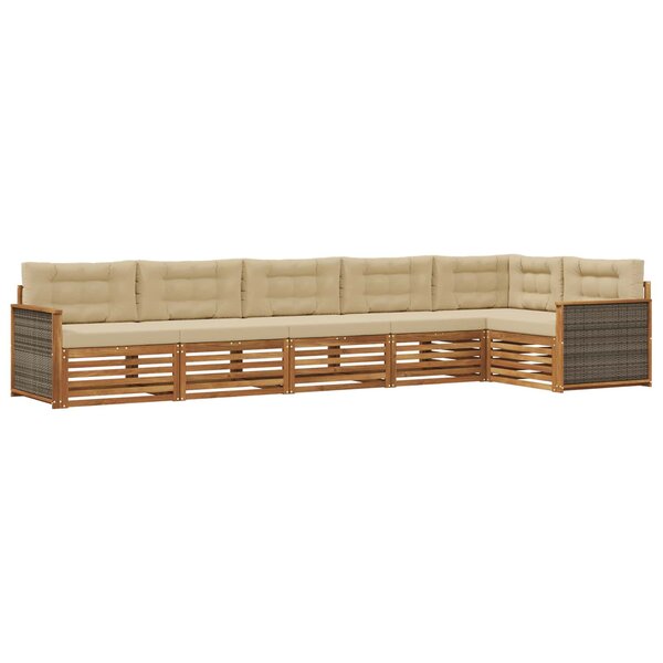 vidaXL Ensemble de canapés d'extérieur 6 pc Naturel et Beige