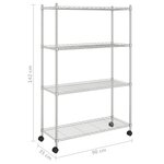 vidaXL Étagère de rangement 4 niveaux et roues 90x35x142 cm chrome