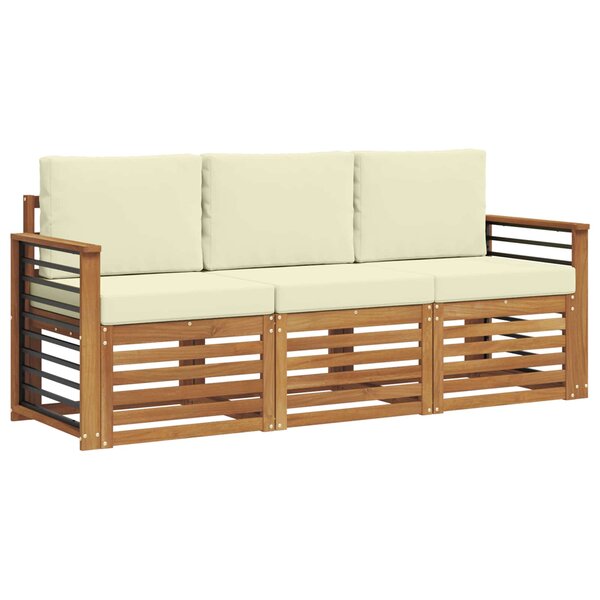 vidaXL Ensembles de canapés 3 pc Naturel et Crème Bois d'Acacia Massif