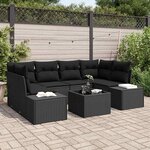 vidaXL Ensemble de canapé de jardin 7 Pièces Noir 55 x 55 x 37 cm
