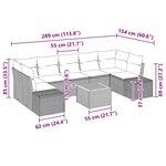 vidaXL Ensemble de canapé de jardin avec coussin 8 Pièces Noir Poly rotin