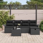 vidaXL Ensemble de canapé de jardin avec coussin 6 Pièces Noir polyrotin