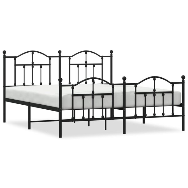 vidaXL Cadre de lit métal avec tête de lit/pied de lit noir 183x213 cm