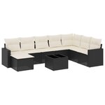vidaXL Salon de jardin 9 Pièces avec coussins noir résine tressée