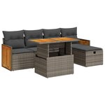 vidaXL Salon de jardin 6 Pièces avec coussins gris résine tressée