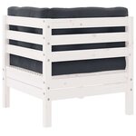 vidaXL Salon de jardin 3 Pièces avec coussins Blanc Bois de pin massif