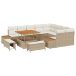 vidaXL Ensemble de canapé de jardin 12 Pièces Beige Poly rotin