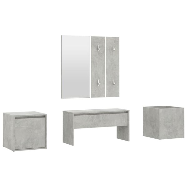 vidaXL Ensemble de meubles de couloir Gris béton Bois d'ingénierie